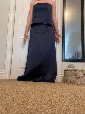 Alfred Angelo Navy Strapless two piece Prom Dress